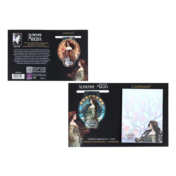 Adaug&259; o not&259; de elegan&539;&259; &537;i rafinament activit&259;&539;ilor de zi cu zi cu acest set format din bloc notes magnetic &537;i semn de carte magnetic inspirat de picturile &537;i ilustra&539;iile celebrului artist Alphonse MuchaDesignul deosebit evoc&259; frumuse&539;ea stilului Art Nouveau pentru care artistul ceh este recunoscut &icirc;n &icirc;ntreaga lume 