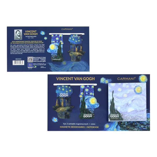 Set cu bloc notes magnetic 8 x 8 cm &537;i 2 semne de carte magnetice Van Gogh &ndash; Noapte &icirc;nstelat&259;Adu magia artei &icirc;n activit&259;&539;ile de zi cu zi cu setul magnetic Van Gogh &ndash; Noapte &icirc;nstelat&259; Inspirat de una dintre cele mai cunoscute capodopere ale celebrului pictor Vincent van Gogh acest set &icirc;mbin&259; frumuse&539;ea artei cu utilitatea accesoriilor de 