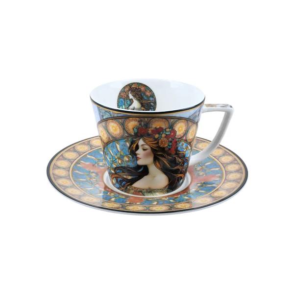 Set cu cea&537;c&259; 230 ml &537;i can&259; 400 ml din por&539;elan Mucha &ndash; Inspira&539;ie picturiTransform&259; fiecare pauz&259; de cafea sau ceai &icirc;ntr-un moment de elegan&539;&259; &537;i inspira&539;ie artistic&259; cu setul din por&539;elan Mucha&nbsp;Inspirat de crea&539;iile celebrului artist Alphonse Mucha unul dintre cei mai importan&539;i reprezentan&539;i ai stilului Art 