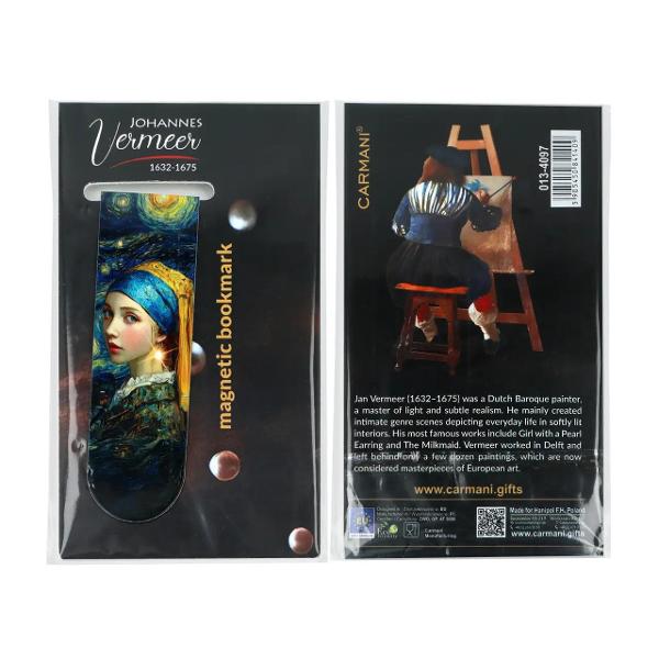 Adaug&259; o not&259; de elegan&539;&259; &537;i rafinament fiec&259;rei lecturi cu semnul de carte magnetic Vermeer &ndash; Fata cu cercel de perl&259; Inspirat de celebra pictur&259; a artistului olandez Johannes Vermeer acest accesoriu &icirc;mbin&259; frumuse&539;ea artei clasice cu utilitatea unui obiect indispensabil iubitorilor de c&259;r&539;iDesignul reproduce imaginea 