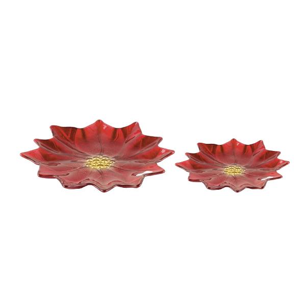 Adaug&259; un plus de elegan&539;&259; &537;i culoare mesei de s&259;rb&259;tori cu acest set de 2 platouri din sticl&259; de la Easy Life inspirate din frumuse&539;ea florii Cr&259;ciunului Cu un design rafinat &icirc;n nuan&539;e intense de ro&537;u &537;i accente aurii platourile sunt perfecte pentru a crea o atmosfer&259; festiv&259; &537;i primitoareFiecare platou reproduce 