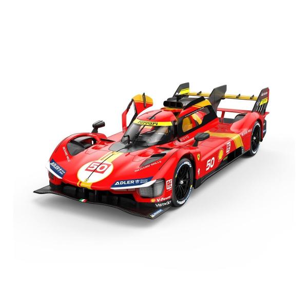 Copilul dumneavoastra se poate juca in voie cu masina cu telecomanda Ferrari 499P scara 1 la 14 oferita de brandul international Rastar Nicio cursa nu este imposibil de castigat cu acesta masinuta replica oficiala cu licenta a modelului original construita cu mare atentie la detalii Masinuta are proportiile ideale pentru momente pline de distractie si amuzament Masinuta functioneaza pe frecventa de 24GAlimentarea se face astfel  pentru masinuta sunt necesare 5 baterii tip AA  iar 