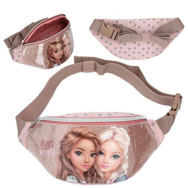 Geant&259; la mod&259; Geanta crossbody ros&eacute; cu buline elegante poate fi purtat&259; &icirc;n diagonal&259; sau ca geant&259;-belt Cu un motiv dublu mare pe un fundal str&259;lucitor atr&259;g&259;tor Material principal 100 poliester