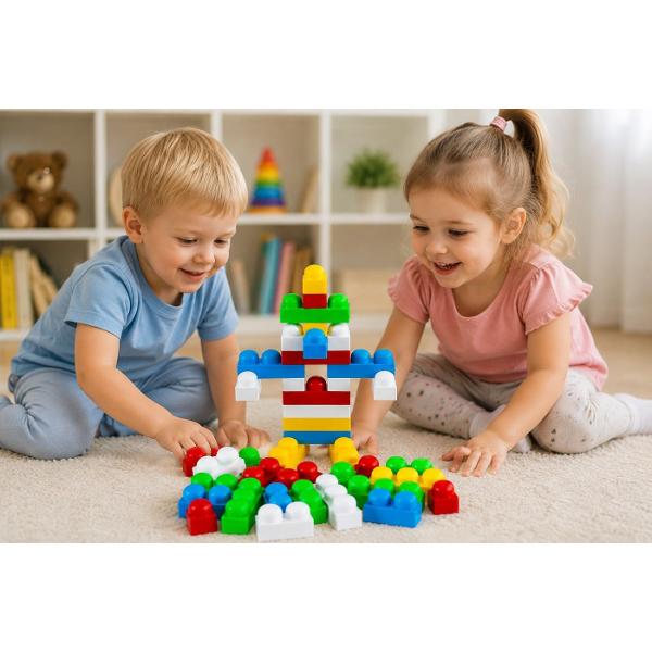 Constructorul &bdquoBAMS BLOCK Nr 1&rdquo este un set colorat format din 60 de piese care ofera copiilor posibilitatea de a descoperi lumea constructiilor a creativitatii si a imaginatiei Datorita pieselor in diferite forme si culori copilul poate construi casute turnuri vehicule animale personaje si multe alte modele originale &Icircn timpul jocului copilul isi dezvolta motricitatea fina coordonarea miscarilor gandirea logica si spatiala atentia rabdarea si 