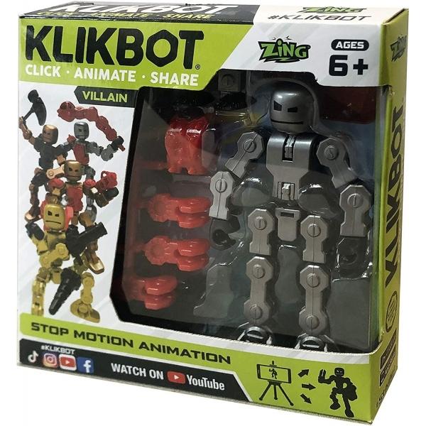 Figurina Robot articulat KlikBot Single Pack Villain Creeaza animatii stop-motion folosind robotelul articulat si aplicatia dedicata StikBotFiecare personaj KlikBot Studio Pack vine cu piese personalizabile - Folositi-le ca arme sau vehicule in luptaAccesoriile incluse se pot detasa de figurinaPachetul contine - 1 x figurina articulata Klikbot - accesorii - instructiuniVarsta recomandata 6 ani Acest produs este disponibil in mai multe 