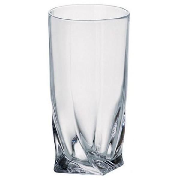 Set 6 pahare Whisky Quadro Bohemia 340ml din Sticla Cristalina cu Titanium