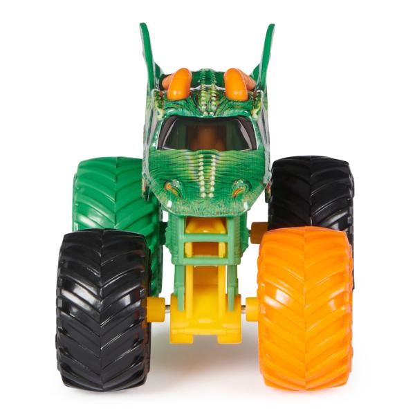 Masina oficiala a spectacolului Monster Jam Un vehicul hiper detaliat fidel eroilor spectacolului cu un aspect agresiv si suspensii realiste pentru a face cascadoriile intr-un mod cat mai spectaculos Macheta este metalica si foarte bine realizata Foarte rezistenta Monster Jam ofera mai multe detalii si grafica decat oricand Cu anvelopele oficiale BKT jante cromate stilizate si un sasiu autentic cu detalii cromate acest camion monstru intruchipeaza stilul si volanul omologului sau din 