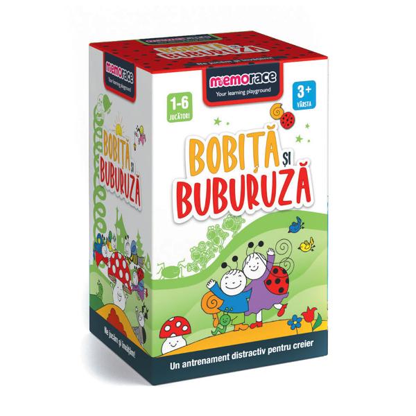 MemoRace – Memorace – Bobita si BuburuzaSeria educativa MemoRace este destinata pentru unul sau mai multi jucatori atat copii cat &537;i parinti punand în fata acestora numeroase informatii de cultura generala din diferite domenii Totodata cu ajutorul provocarilor jocul antreneaza dezvoltarea deductiei logice a memoriei &537;i a atentiei toate acestea într-un mod interactiv &537;i distractivRegulile jocului sunt foarte 