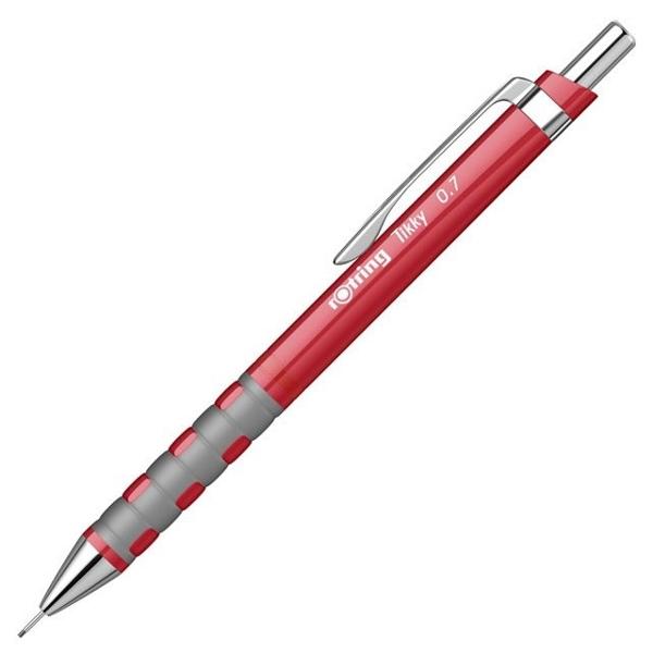 Cu designul sau clasic Rotring Tikky este creionul mecanic ideal pentru birouri si salile de clasa Forma ergonomica a acestui creion mecanic confera o pozitie confortabila in mana utilizatorului Butonul agatatoarea si varful sunt confectionate din metal de cea mai buna calitate fapt ce asigura o buna rezistenta in timp