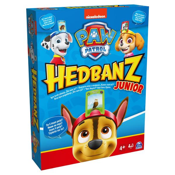 Versiunea Junior a lui Headbanz va fi perfecta pentru fanii PAW Patrol - cei mici se vor putea juca impreuna punand banderola si asand pe ea una dintre carti Un copil care nu vede desenul de pe cap trebuie punand diverse intrebari sa ghiceasca ce arata cardul - nu este o sarcina usoara dar raspunsurile insotitorilor vor conduce cu siguranta fiecare copil la raspunsul corect Jocul Headbanz Junior Paw Patrol de la Spin Master contine 4 bentite 24 de carti de animale 32 de carti de 