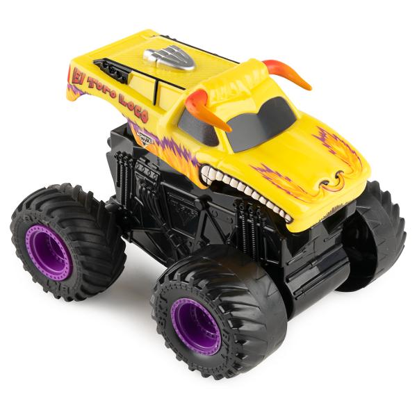 Masinile oficiale ale spectacolului Monster Jam Este prezentata o serie de vehicule Spin Rippers Monster Jam Vehiculele hiper detaliate si decorate seamana cu eroii spectacolului Vehiculele au un aspect agresiv si suspensii pentru actiune plina de cascadorii Introduceti ripcordul inclus in spate scoateti-l si lansati-l Cand trageti cablul afara camionul isi va dezlantui puterea rasucindu-se mereu Puneti cablul inapoi si eliberati puterea Click &amp Flip din nou si din nou - este 