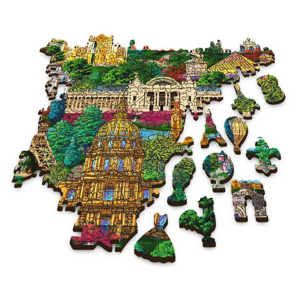 Esti un pasionat de puzzle-uri Puzzle-urile din lemn WOOD CRAFT de la Trefl au fost create doar pentru tine Folosind formatul unic de puzzle si figurile puzzle originale asamblati setul uzzle-urile din lemn cu forme neregulate sunt o alternativa ideala la puzzle-urile traditionale Setul este format din 1000 de elemente printre care au fost ascunse pana la 100 de piese de puzzle in diferite forme Gasirea lor este o mare distractie suplimentara Fiecare piesa de puzzle are un model decorativ 