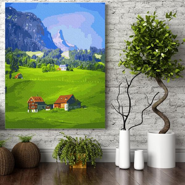 Set pictura pe numere panza Sat in munti 50x40 cmDimensiuni 50 x 40 x 15 cmMaterial panza 70 poliester  30 bumbac vopseluri acriliceUrmareste pasii simpli ai pictarii pe numere si bucura-te de o experienta placuta Porneste intr-o noua aventura si creaza si tu acest&nbsp;tablou in culori calde cu titlul Sat in munti&nbsp;cu ajutorul materialelor incluse in acest set de pictura pe numere pentru adulti Totul este deja 