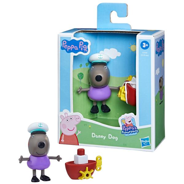 Colecteaza si distreaza-te cu linia de figurine in miniatura a lui Peppa Pig colectioneaza-le pe toate de la Peppa la Zoe Zebra vandute separat Jocul cu papusi ajuta la dezvoltarea vorbirii creativitatii si socializarii Papusile masoara aproximativ 7 centimetri sunt articulate si sunt din plastic rezistent pentru ca jocul sa reziste si mai mult Acest set contine figurina cu personajul Catelul Danny si un accesoriu cu ajutorul caruia Danny navigheaza