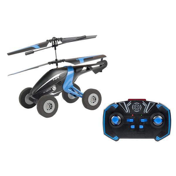 AIR WHEELZ - Elicopter cu 2 canale cu control infrarosu Dotat cu un sistem special de elice pentru auto stabilitate Control precis al vitezei si stabilitate excelenta la zbor Sistem presetat dual-band Conduceti pe uscat si zburati in aer Setul include 1 x elicopter reincarcabil cu baterie Li-PO inclusa 1x telecomanda 4xAA nu sunt incluse cablu de reincarcare USB Control prin infra-rosu Functioneaza cu baterii 4xAA pentru telecomanda nu sunt incluse Varsta recomandata 10
