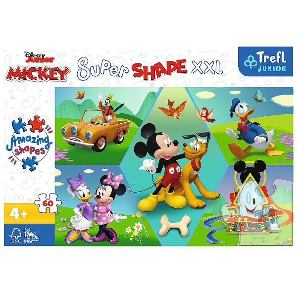 Seria de puzzle-uri SUPER SHAPE sunt puzzle-uri mari cu forme nebunesti Pe langa puzzle-urile clasice pachetul include piese de forma care ii ofera copilului tau si mai multa distractie la puzzlePuzzle 60 XL Super Shape este 60 de piese foarte mari concepute pentru copiii peste 4 ani Dupa asamblarea puzzle-ului se va crea o poza de 60 cm x 40 cmCauti o idee pentru o activitate cu copiii tai sau poate vrei sa-i oferi copilului tau joc creativ si independent Aranjarea puzzle-urilor este o 