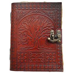 Jurnal Vintage dimensiune 20 x 15 cm coperti din piele naturala cusute manual hartie lucrata manual din bumbac inchizatoare metalica tip ancora