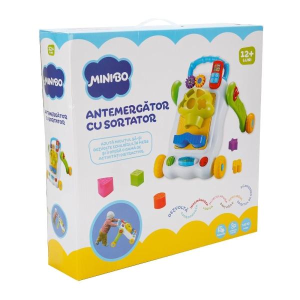 Suntem incantati sa anuntam ca Noriel Bebe devine MiniboNe propunem sa aducem si mai multa distractie in viata celor miciForme colorate si mini jucarii de potrivit de invartit de zornait si de privitIa-ti jucariile la plimbarePremergatorul cu activitati distractive si educative are un cadru solid cu sistem de blocare al rotilor si viteza ajustabila pentru ca micutul sa faca primii pasi in deplina siguranta 