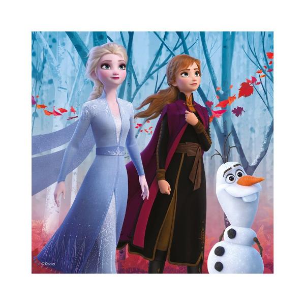 Puzzle Fronzen 3x55 piese - DINO TOYS Copiii pot admira trei imagini cu personajele Frozen pe care trebuie sa le compuna din 3x55 de piese Caracteristici- Pachetul contine 3 puzzle-uri care vor cucerii copii cu atitudinile personajelor ilustrate Elsa Anna si Olaf  Kristoff Swen si Anna  Elsa si Olaf Fiecare puzzle de 55 de piese va aduce o experienta de asamblare potrivita fanilor Regatului de 