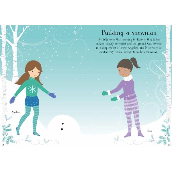 This festive activity book for little children is full of Christmas scenes to decorate Dress the dolls for a Christmas market ice skating building a snowman and lots more With over 200 stickers of festive outfits and Christmas decorations 