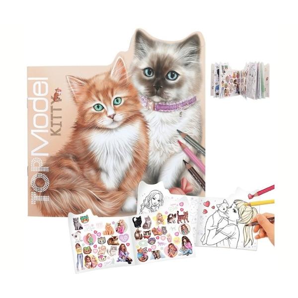 Cool Kitten Foloseste-ti imaginatia pentru a colora cele 21 de pagini pline cu modele de pisici si modele super dragute din cartea de colorat TOPModel KittyMiau-wow Carte cu pagina dubla de autocolante din mijlocul si formatul de pisica