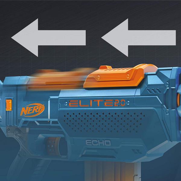 Echipeaza-te pentru lupta cu blasterele Nerf Elite 20 cu optiuni de personalizare incorporate astfel incat sa le poti imbunatati si sa le pui la bataie in competitiile Nerf Creeaza-ti o colectie de blastere Elite 20 pentru a-ti optimiza strategia tactica si flexibilitatea in fiecare misiune si in fiecare lupta Blasterul Nerf Elite 20 Echo CS-10 include un pat si o extensie pentru teava demontabile astfel incat sa iti poti personaliza blasterul in mai multe feluri Foloseste cele 4 sine 