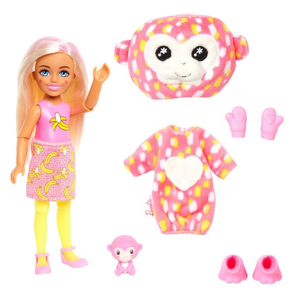 Papusile Barbie&reg Cutie Reveal&trade Jungle Series Chelsea&trade ofera cea mai draguta experienta de despachetare cu sapte surprize Descoperiti un pui de elefant fermecator un pui de tigru adorabil un pui stralucitor de tucan sau un pui de maimuta obraznic apoi scoateti costumul de plus pentru a dezvalui o papusa Chelsea&trade articulata Ce papusa vei dezvalui Fiecare papusa mica vine cu forme stralucitoare pe fata Descopera mai multe surprize precum o fusta si un mini 