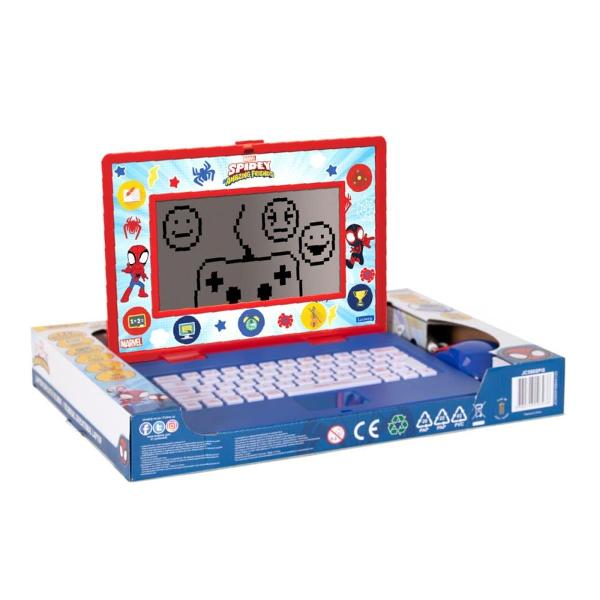 Descopera o modalitate captivanta de invatare cu noul laptop educational Lexibook special creat pentru copii Cu 170 de activitati distractive 85 in fiecare limba acest laptop ofera o experienta interactiva unicaAcest laptop acopera 7 categorii esentiale de continut educational inclusiv scriere citire si tastare De la invatarea literelor si vocabular pana la jocuri precum spanzuratoarea dictare si activitati de scris liber fiecare moment de studiu devine captivant si 