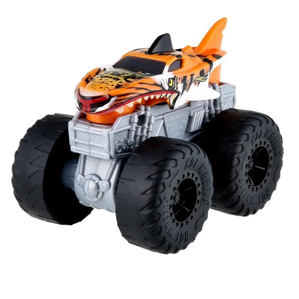 Aceasta colectie de camioane Hot Wheels Monster Trucks Roarin&39 Wreckers asigura toata actiunea de lovire si busire cu plusul de lumini si sunete pentru a imbunatati experienta Fiecare camioneta este la scara 143 si include grafica uimitoare si rotile gigantice ale marcii Hot Wheels Monster Trucks Apasati un buton pentru a auzi sunete de motor si de zdrobire precum si tema muzicala a vehiculului erou este ca si cum ati fi la spectacolul real Fiecare Monster Truck se aprinde prin 