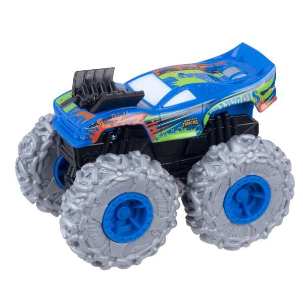 Zdrobiti concurenta cu acest asortiment de vehicule monster truck Hot Wheels Twisted Tredz la scara 143 monstruoase cu sasiuri cu tematica de creatura Motorul cu frictiune cu actiune de tragere inapoi si eliberare lanseaza aceste vehicule feroce peste obstacole si teren cu o deplasare inainte care rupe pamantul Accelerati si eliberati vehiculele de neoprit Mega Wrex Bone Shaker Rodger Dodger sau Marvel Hulk pentru busituri si lovituri Fiecare Monster Truck are cauciucuri GIGANT stilizate 