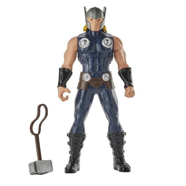 Cu figurinele de actiune Marvel de 24 cm de la Hasbro copiii isi pot imagina actiunea si aventurile Universului Marvel ca super-eroul lor preferat Dispunand de un design clasic si mai multe puncte de articulatie pentru distractie deplina copiii se pot preface ca au propriile lor aventuri Marvel captivante si pline de actiune Acest pachet contine personajul Thor