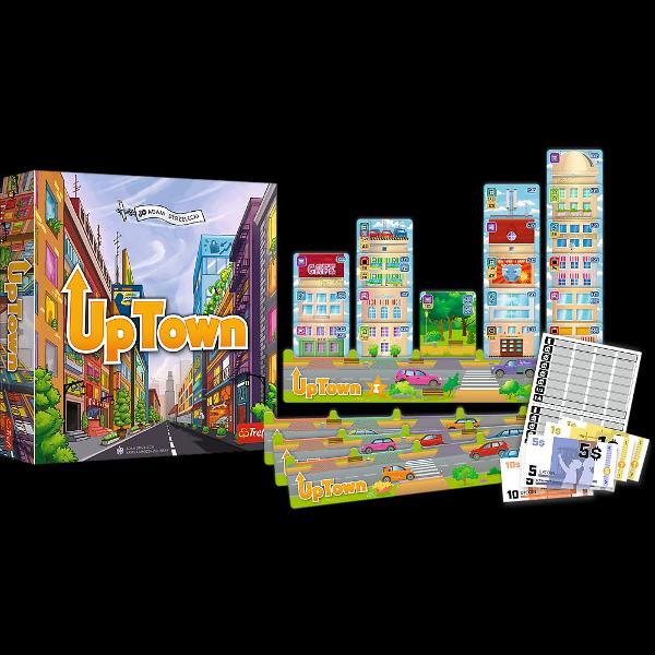 Uptown este un joc de familie pentru 2-4 jucatori in care te poti strecura in dezvoltator pentru a freca cea mai prestistica strada din oras intr-o singura piesa Dezvoltati abilitatile de gandire strategica prin construirea de case cladiri de birouri si centre de servicii Fii inteligent si joaca-ti hartile cladirii Potrivit pentru adulti si copii peste 10 ani Timp de joc estimat la 45 de minute Pachetul contine 112 carduri de proiect fata-verso 4 acoperire de drum 96 de bancnote un 