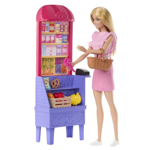 Copiii preiau lista de cumparaturi cand se alatura lui Barbie &39Malibu&39 pentru o excursie la piata Acest set de joaca include o papusa de moda un stand de piata si 11 accesorii tematice Inspirat de filmul Barbie si Teresa Retete pentru Prietenie acest set Malibu la Piata include un stand de produse alimentare cu un design colorat si 2 rafturi pentru expunerea produselor Piese de mancare si bautura precum un ciorchine de banane un ciorchine de morcovi mere chipsuri si un 