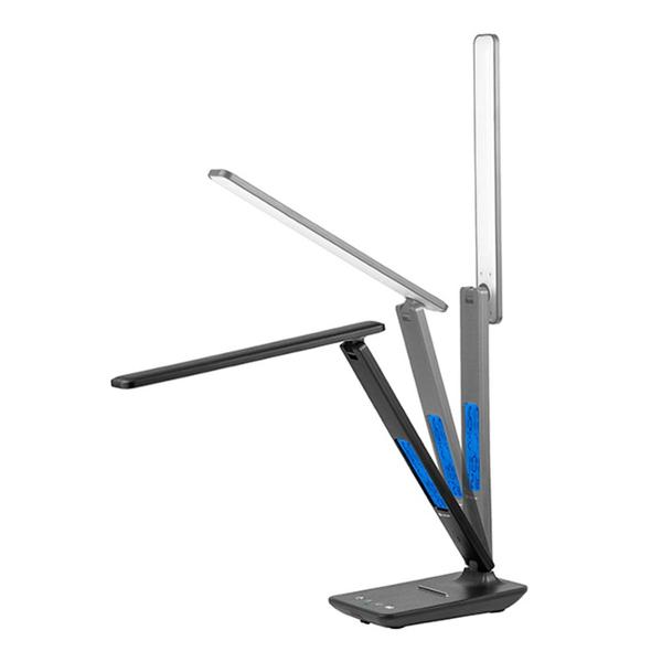 Lampa cu led de birou incarcator wireless 10W  LexiumIncarcare wireless QIIncarcare USBIncarcator inclusControl tactil3 temperature de culoare5 trepte de luminozitate40-420 lumenTensiune intrare DC 5V 5W Incarcare wireless DC 12V 10W Incarcare wirelessLuminozitate 40-420 LmTemperaturi de culoare 3000K-4500K-6000KMaterial ABSPSAfisare ora data si temperatureCeas desteptatorTensiune 