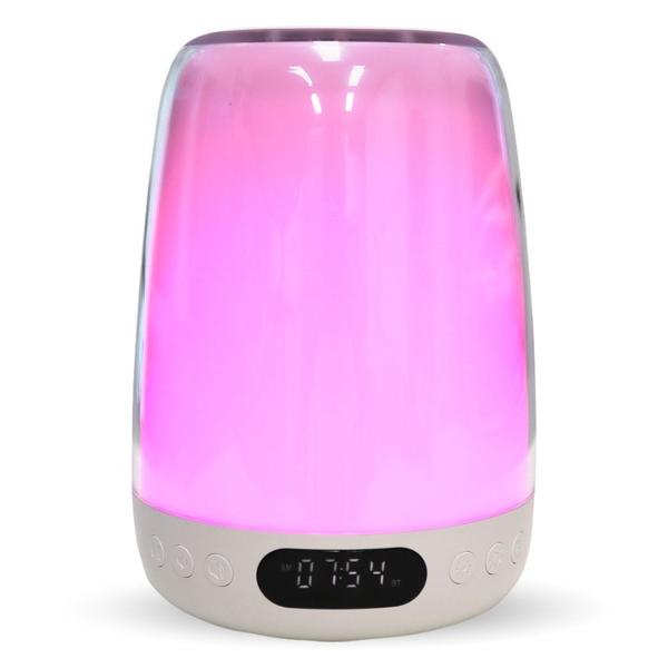 Lampa de veghe LexiumLumina de noapte;Sunet alb;Difuzor Bluetooth;Ceas cu alarma;Control tactil;Aplicatie dedicate;Tensiune intrare 5V DC 1APutere max 5WCapacitate baterie 3000mAhDimensiune Diametru 108 mm X Inaltime 150 mmMaterial ABSPC