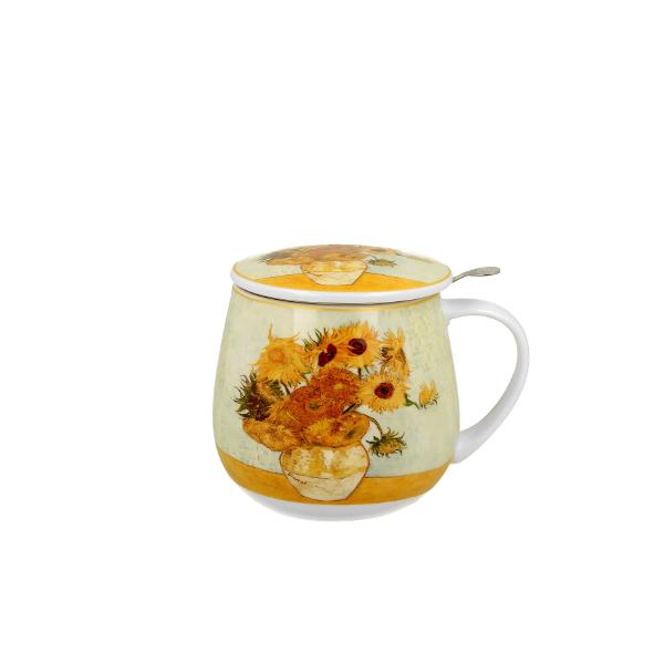 Can&259; cu infuzor &537;i capac&nbsp;FLOAREA-SOARELUI inspirat&259; de V van Gogh&nbsp;parte a seriei&nbsp;Art Gallery&nbsp; realizat&259; din por&539;elan de calitate superioara caracterizat&259; printr-o culoare alb-crem elegant&259; &537;i natural&259; cu o str&259;lucire delicat&259; precum &537;i o durabilitate excep&539;ional&259;Perfect pentru prepararea infuziilor &537;i a ceaiului aromat preferatCana 