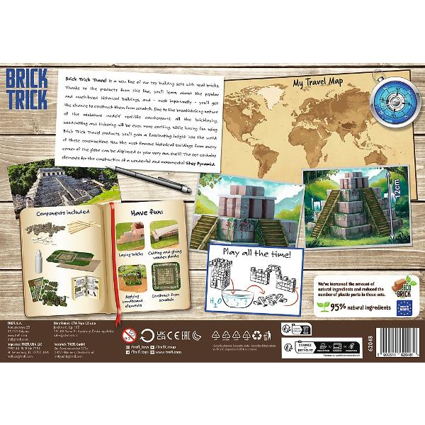 Calatoreste inapoi in timp si construieste una dintre cele mai fascinante minuni ale lumii antice Piramida Cu ajutorul setului Brick Trick Travel poti recrea acest monument legendar folosind caramizi reale si materiale naturale Setul include tot ce ai nevoie pentru a construi caramizi scanduri din lemn elemente decorative din carton si instructiuni pas cu pas O activitate creativa si educativa perfecta pentru micii exploratori si pasionatii de istorie In timp ce construiesti vei invata 