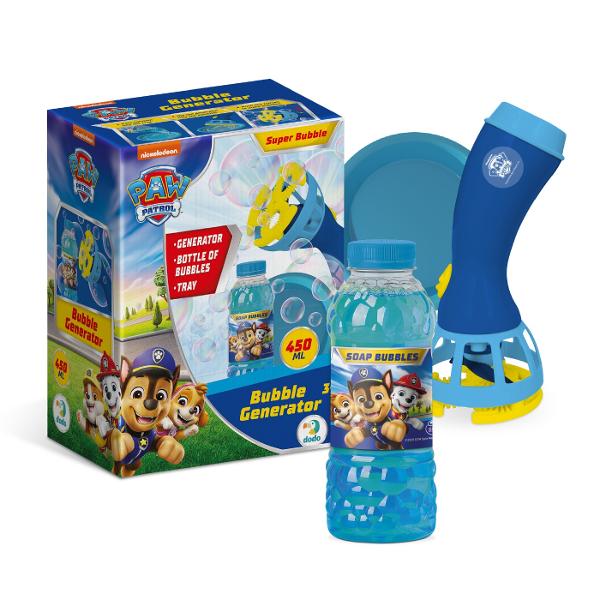 Set de baloane de sapun cu generator 450ml Patrula Catelusilor Copiii pur si simplu adora sa se joace cu aceste bule care le aduc o distractie si o bucurie incredibile Lasati-i pe cei mici sa se cufunde in lumea minunata a jocului cu baloanele de sapun Patrula Catelusilor si vedeti-i cum se distreaza si zambesc Turnati o cantitate de solutie pentru baloane in tava Inmuiati bagheta de plastic in solutie Ridicati generatorul si apasati butonul pentru a face baloane Pachetul contine o 