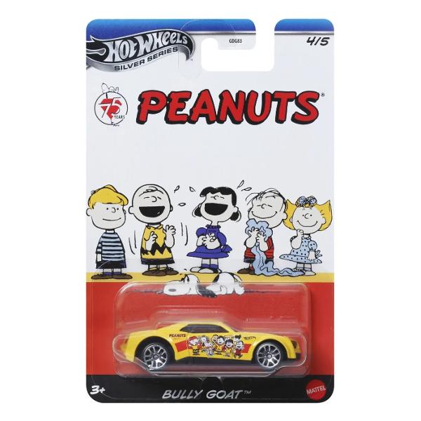 Hot Wheels® Silver Series Peanuts 75th Cars aduce o noua intorsatura masinilor turnate sub presiune cu design si culori izbitoare care ies in evidenta Fiecare masina la scara 164 are roti exclusive este acoperita cu mai multe modele si vine in ambalaje speciale de colectie Cu o varietate de modele noi la moda copiii si colectionarii vor dori sa le colecteze pe toate Fiecare masina se vinde separat in functie de disponibilitateCulorile si modelele pot varia Nu se 