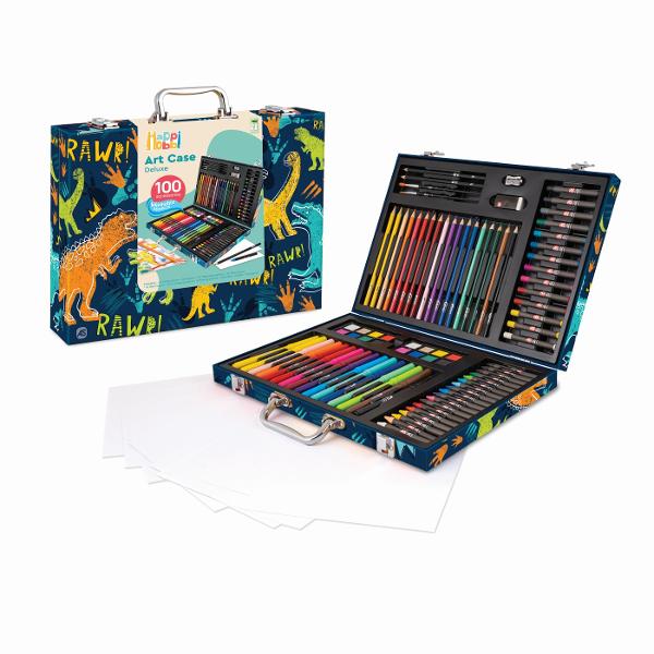Indiferent cate culori ai avea nu sunt niciodata suficiente Trusa de desen de lux din lemn este un studio de pictura portabil cu 100 de accesorii pentru a picta ore intregi Contine toate instrumentele necesare pentru dezvoltarea imaginatiei si a creativitatii Creioane de desen markere acuarele creioane colorate culori pastelate si creioane colorate va asteapta sa va inspirati si sa creati modele frumoase de pictura Trusa are spatiu separat pentru fiecare accesoriu ajutandu-va sa 