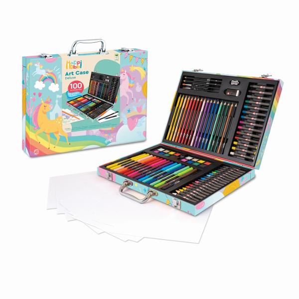 Indiferent cate culori ai avea nu sunt niciodata suficiente Trusa de desen de lux din lemn este un studio de pictura portabil cu 100 de accesorii pentru a picta ore intregi Contine toate instrumentele necesare pentru dezvoltarea imaginatiei si a creativitatii Creioane de desen markere acuarele creioane colorate culori pastelate si creioane colorate va asteapta sa va inspirati si sa creati modele frumoase de pictura Trusa are spatiu separat pentru fiecare accesoriu ajutandu-va sa 
