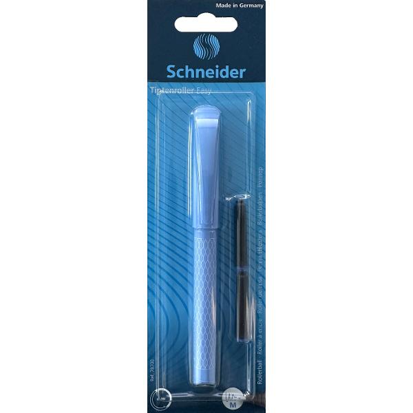 Roller-ul Schneider Easy este un instrument perfect pentru cerintele scolare cu un design modern in culori vibrante si model geometric • Potrivit atat pentru dreptaci cat si pentru stangaci• Zona de prindere cu manson ergonomic• Corp din plastic rezistent• Capac din plastic cu clip de prindere robust• Echipat cu cartus de cerneala standard albastru 