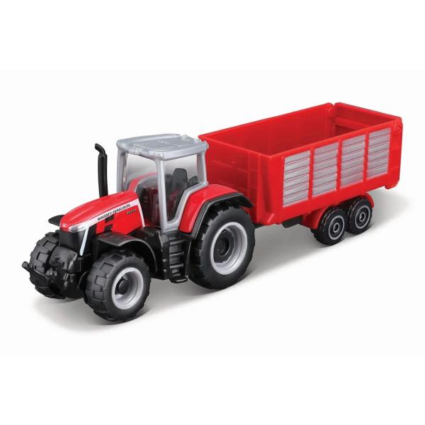 Descopera lumea agricola in miniatura cu setul &quot;Mini Work Machines Tractors w Trailers&quot; Aceste tractoare licentiate de 75cm realizate din metal turnat sub presiune si piese din plastic vin echipate cu remorci fiind gata sa abordeze orice sarcina de la ferma Cu designuri realiste posibilitatea de a atasa implemente si remorci functionale aceste seturi sunt perfecte pentru joaca si colectionareAtentie Pretul afisat este per bucata Nu se poate alege 