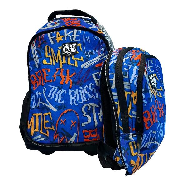 Acest rucsac pe roti usor si cu forma anatomica este realizat din materiale rezistente la apa Designul sau este captusit respirabil si ergonomic oferind confort maxim in utilizare In partea inferioara se gaseste un buzunar impermeabil ascuns care protejeaza rotile pastrand curatenia atunci cand este purtat pe spateCaracteristici specialeSistem de troller cu maner telescopic si roti din cauciuc durabile pentru transport 