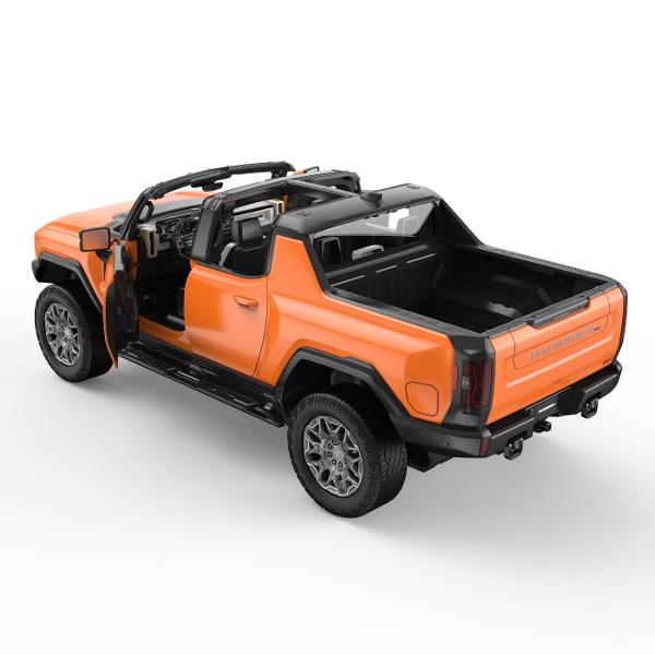 Copilul dumneavoastra se poate juca in voie cu masina cu telecomanda GMC HUMMER EV PORTOCALIU scara 1 la 16 oferita de brandul international Rastar Nicio cursa nu este imposibil de castigat cu acesta masinuta replica oficiala cu licenta a modelului original construita cu mare atentie la detalii Masinuta are proportiile ideale pentru momente pline de distractie si amuzament avand dimensiunile in centimetri dupa cum urmeaza  40225175Masinuta functioneaza pe frecventa de 