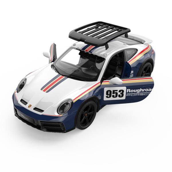 Copilul dumneavoastra se poate juca in voie cu masina cu telecomanda PORSCHE 911 DAKAR scara 1 la 14 oferita de brandul international Rastar Nicio cursa nu este imposibil de castigat cu acesta masinuta replica oficiala cu licenta a modelului original construita cu mare atentie la detalii Masinuta are proportiile ideale pentru momente pline de distractie si amuzamentMasinuta functioneaza pe frecventa de 24GAlimentarea se face astfel  pentru masinuta sunt necesare 5 baterii tip AA  iar 