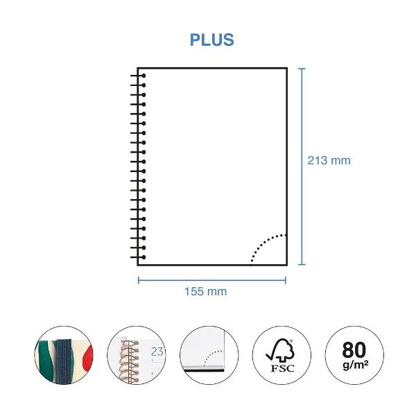 Agenda cu spira Miquelrius Plus 155x213 mm datata zilnic Anemone Natura MR34539