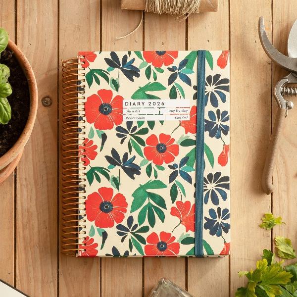 Agenda cu spira Miquelrius Plus 155x213 mm datata saptamanal Anemone Natura MR34540&nbsp;