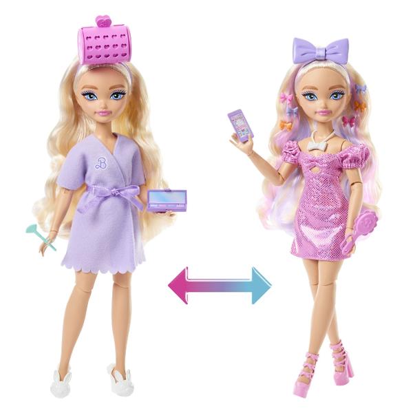 Pregateste-te pentru o zi plina de rasfat alaturi de Barbie Dream Besties Papusa Barbie Malibu vine cu peste 15 accesorii care transforma rutina de infrumusetare intr-o adevarata distractie Pune bigudiurile colorate aplica masca relaxanta si coafeaza-i parul lung si stralucitor pentru un look perfect Alege apoi rochia sclipitoare si pantofii asortati pentru un stil de petrecere fabulos Acest set incurajeaza creativitatea si joaca de rol oferindu-le copiilor ocazia sa se simta ca intr-un 