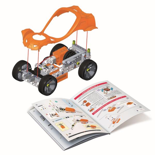 LABORATOR DE INGINERIE Descopera lumea fascinanta a mecanicii si ingineriei cu acest set educativ Stiinta si Joaca Cu peste 230 de accesorii copiii pot construi pana la 50 de modele diferite inclusiv masini motociclete si vehicule uimitoare Setul contine un motor electric functional cutie de viteze cremaliere pini roti axe si multe alte componente care ii vor ajuta pe copii sa inteleaga principiile transmisiilor ale motoarelor si ale angrenajelor Asambleaza modelele si descopera cum 